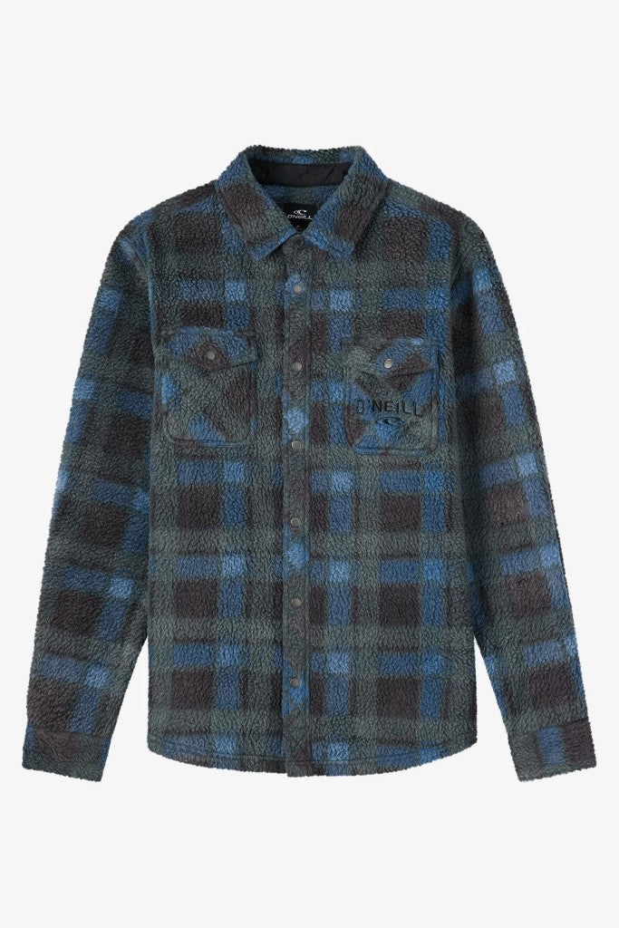 Glacier Plaid High Pile Superfleece Jacket in Dark Slate
