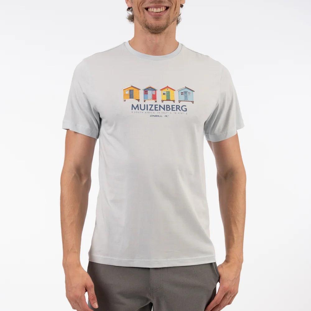 Muizenberg Huts SS Tee in Angel Fall Blue