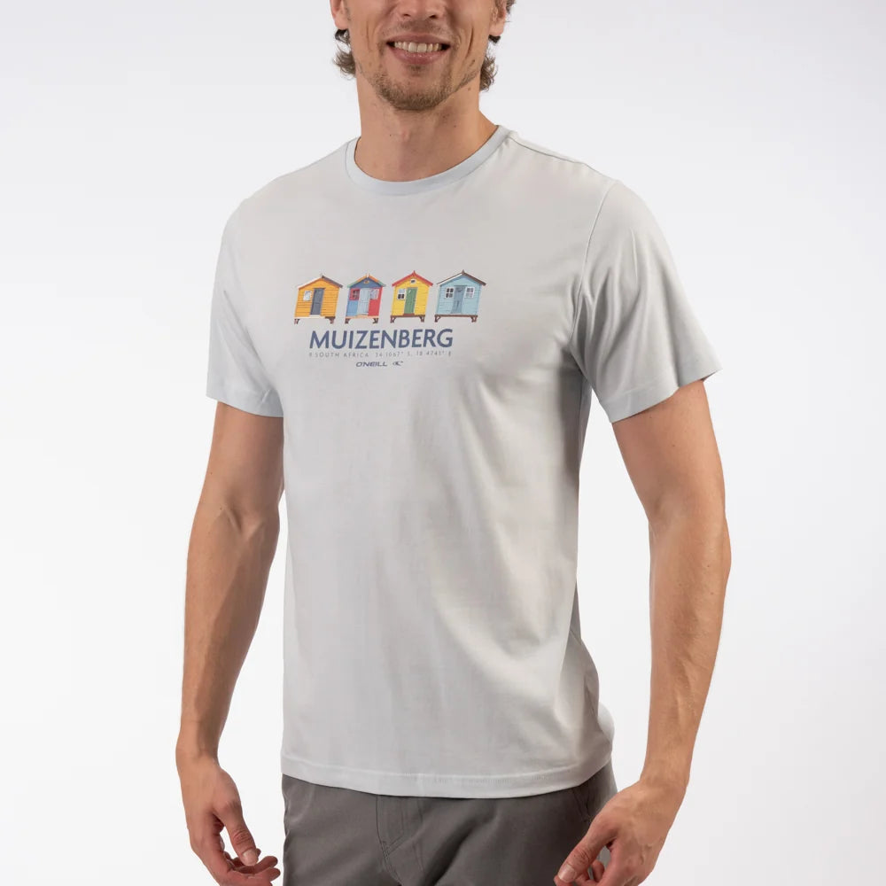 Muizenberg Huts SS Tee in Angel Fall Blue