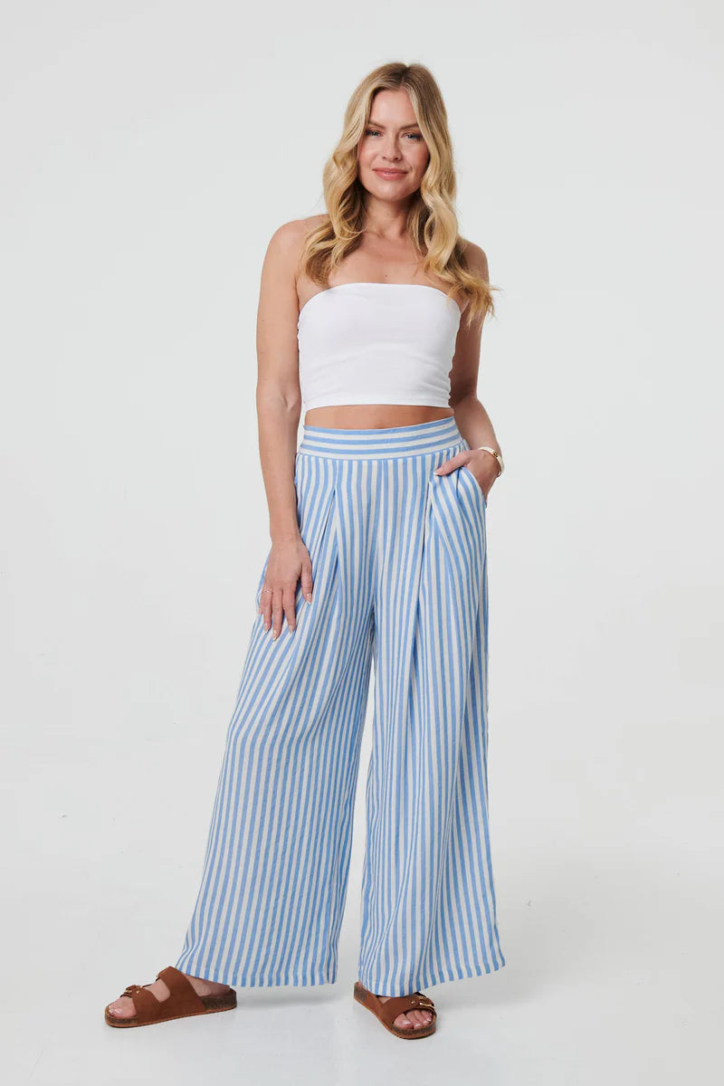Striped High Waist Wide Leg Trousers