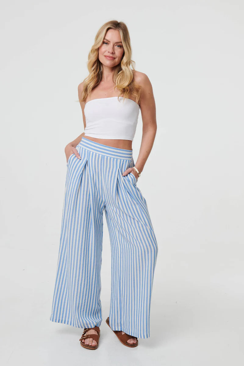 Striped High Waist Wide Leg Trousers