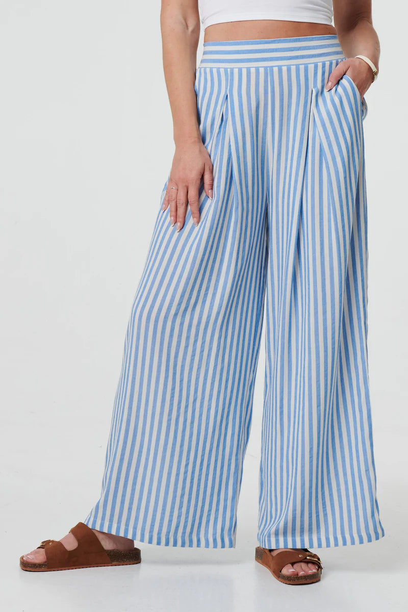 Striped High Waist Wide Leg Trousers