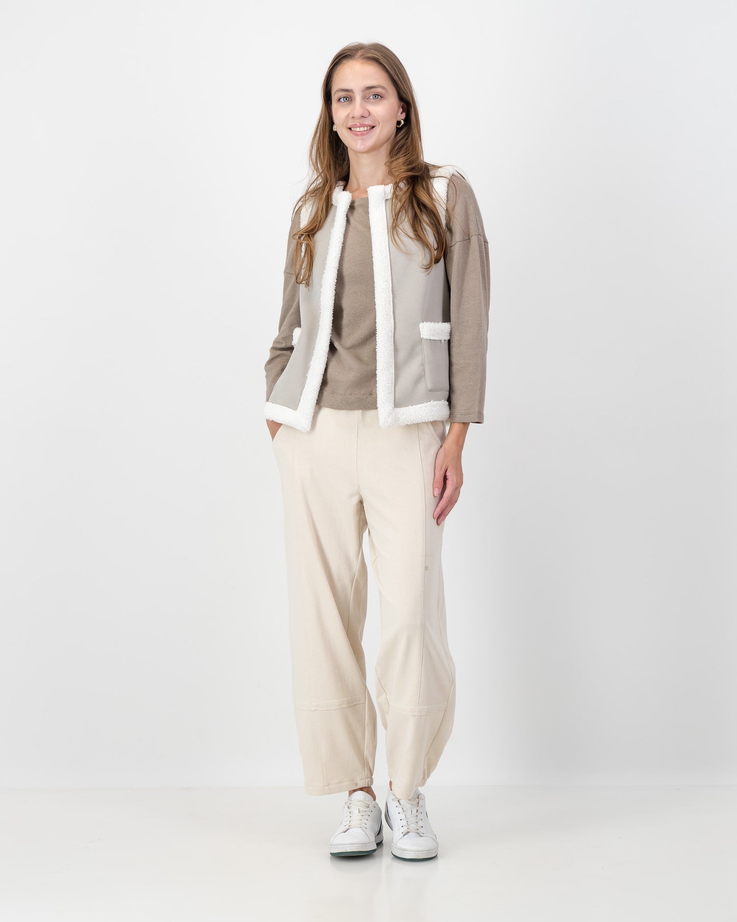 Sherling Lined Waistcoat in Beige