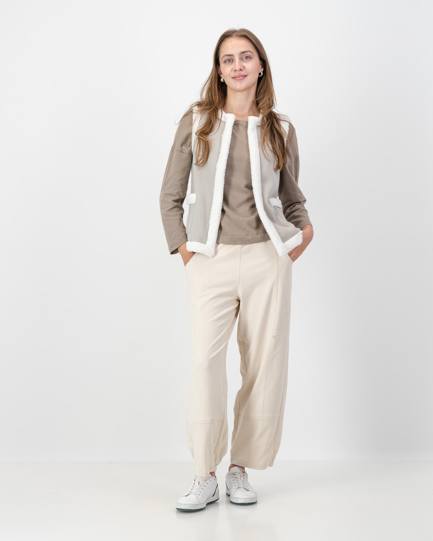 Sherling Lined Waistcoat in Beige