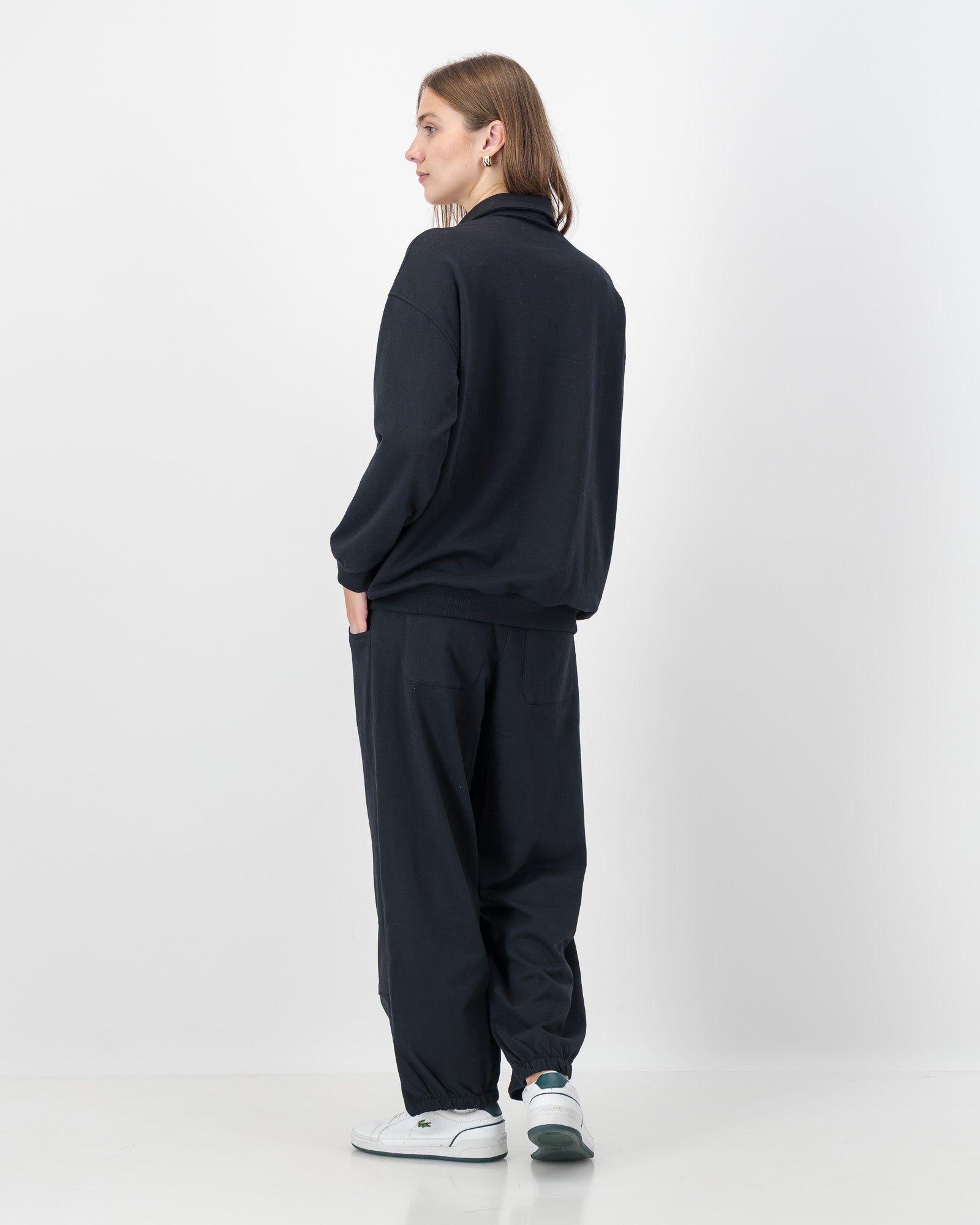 Polo Sweat Top in Black