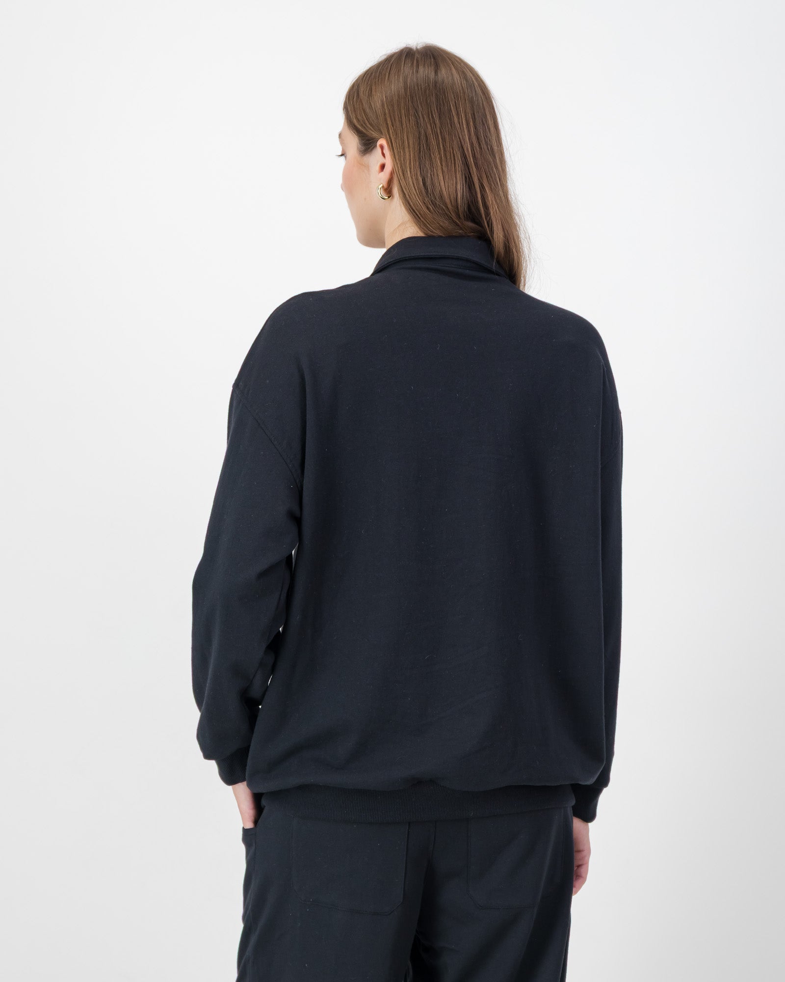 Polo Sweat Top in Black