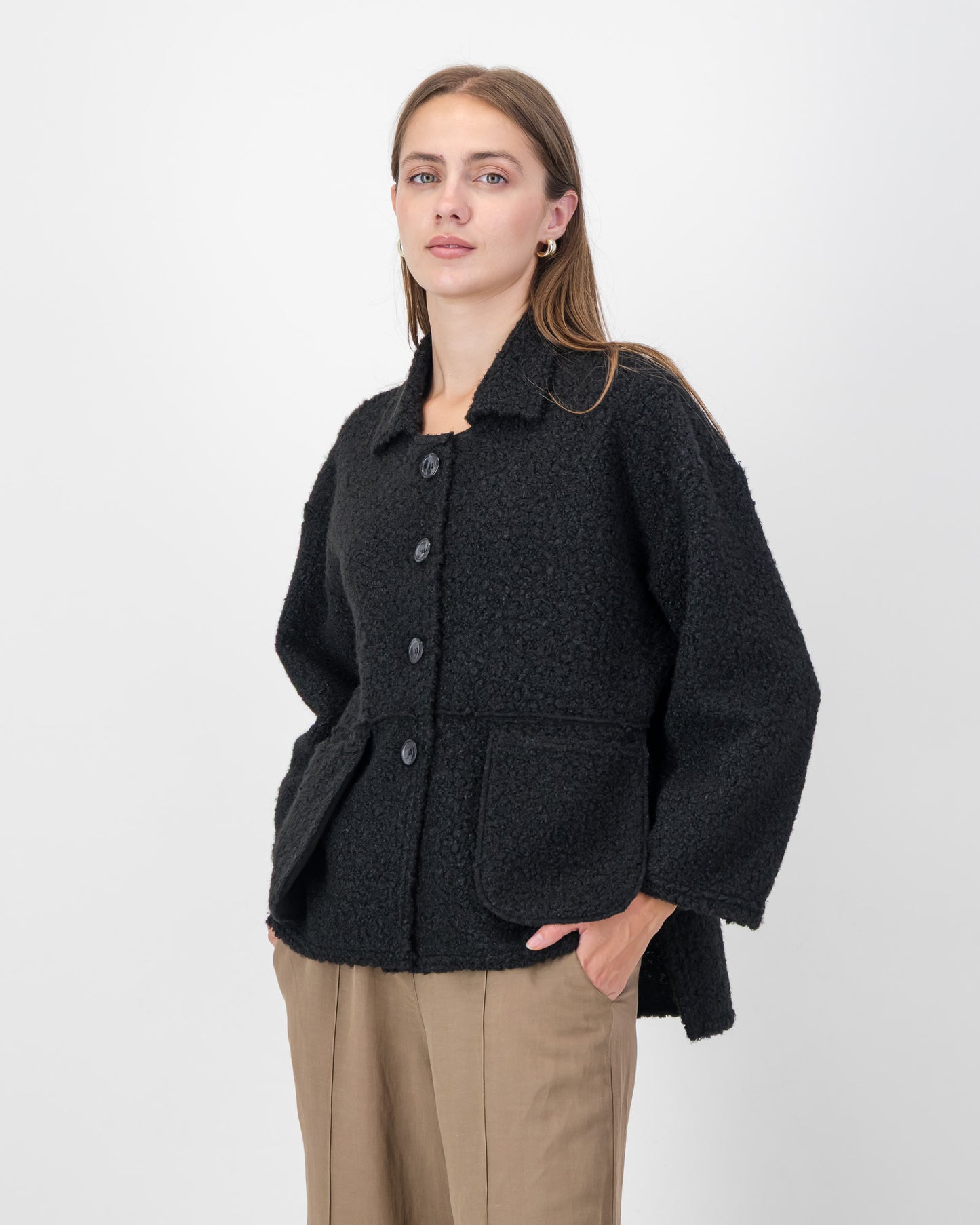 Boucle Jacket with Pocket Detail in Black