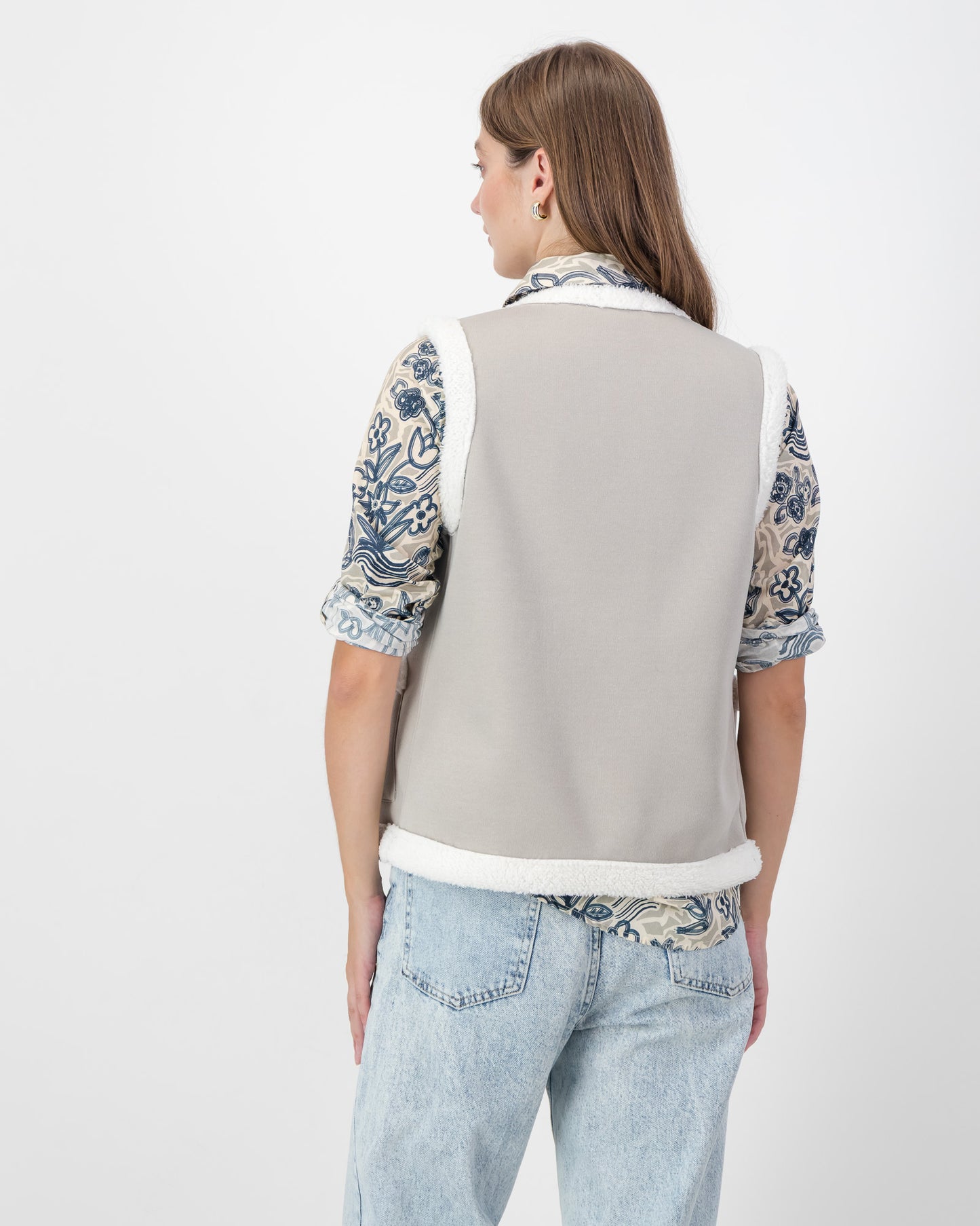 Sherling Lined Waistcoat in Beige