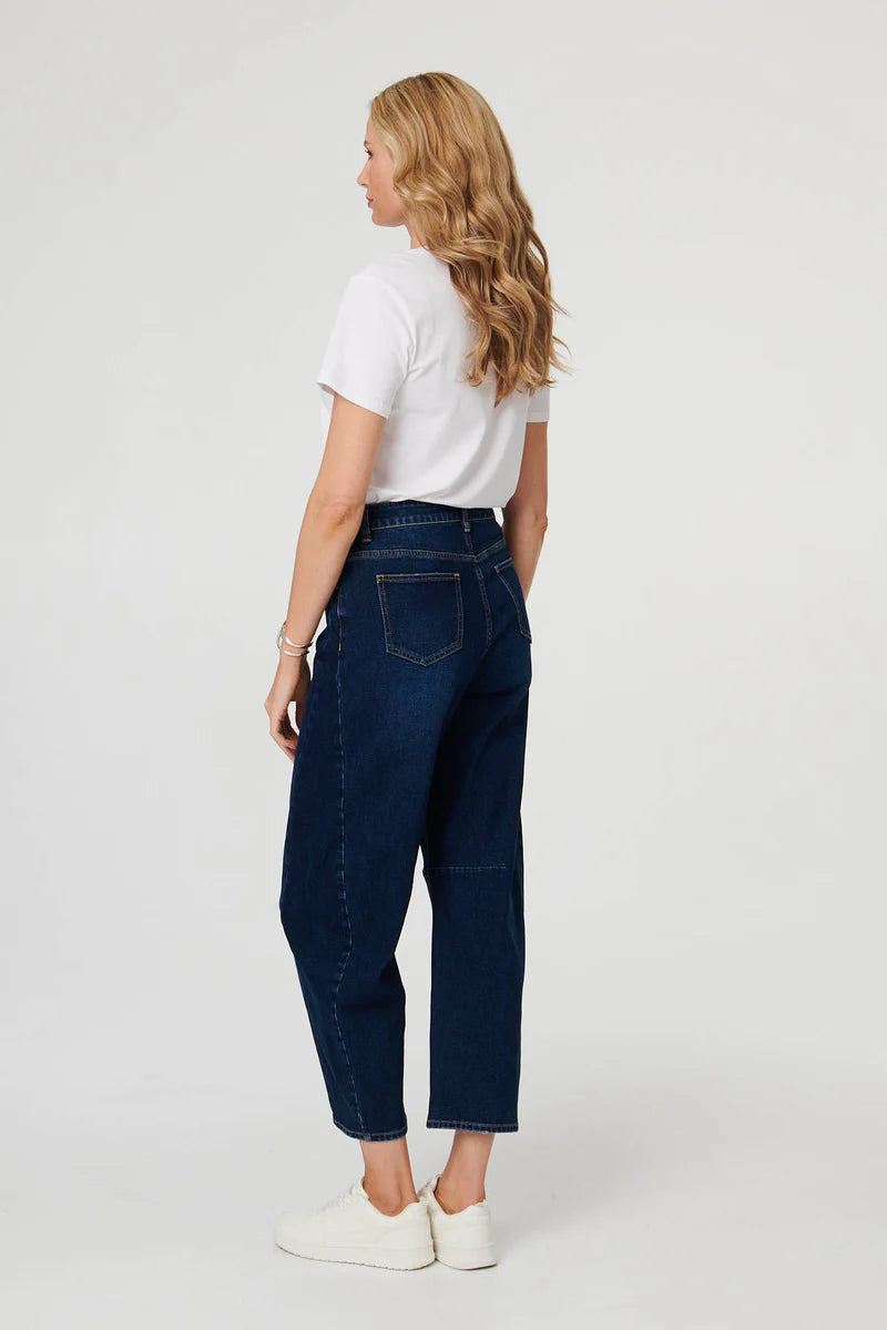 Barrel Leg Jean in Dark Wash