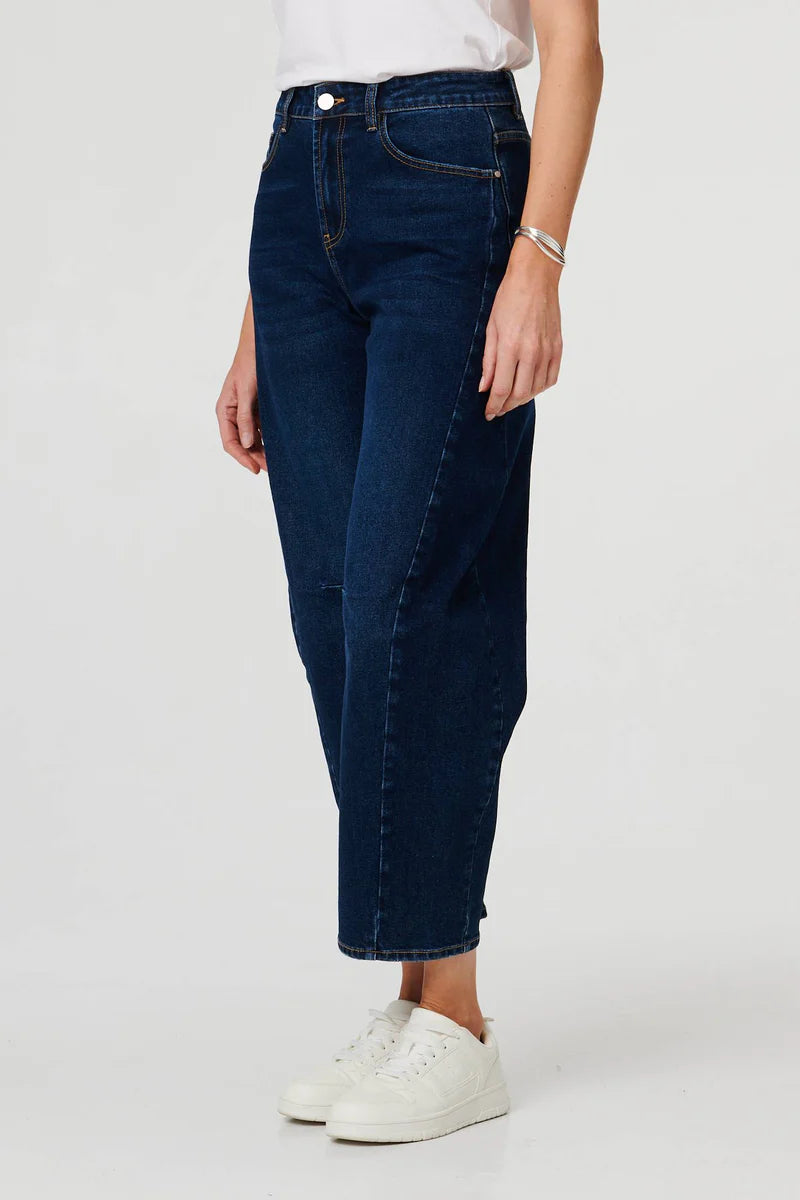 Barrel Leg Jean in Dark Wash