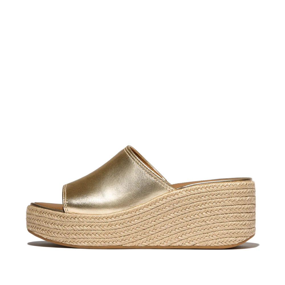 Espadrille Leather Wedge Slides in Platino