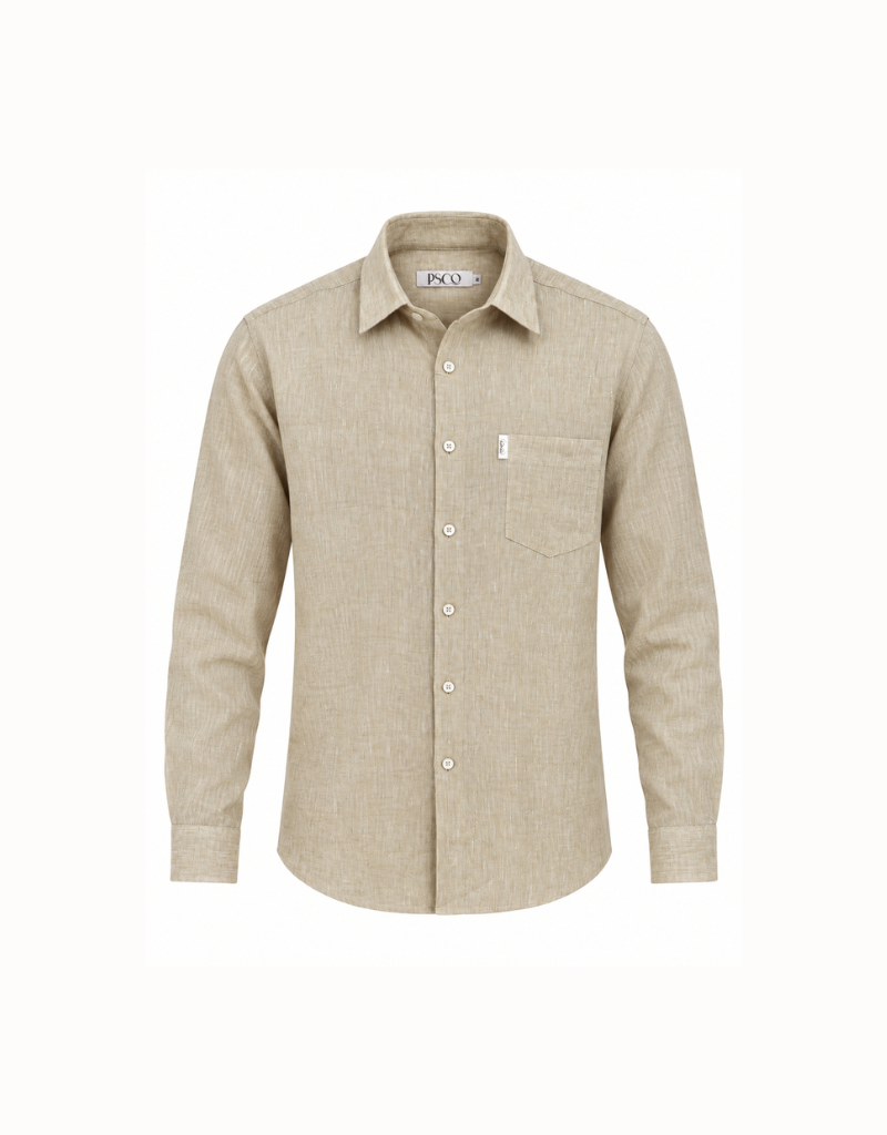 100% Linen LS Shirt in Stone