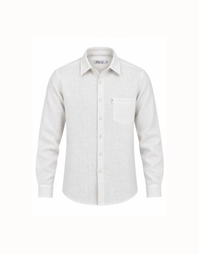 100% Linen LS Shirt in White