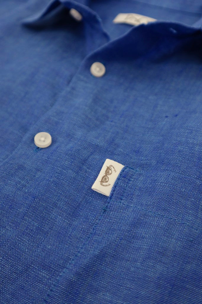 100% Linen Shirt in Royal