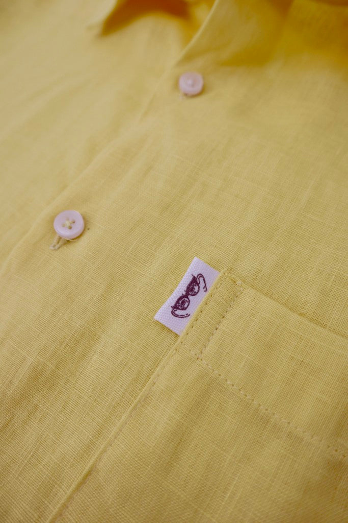 100% Linen Shirt in Yellow