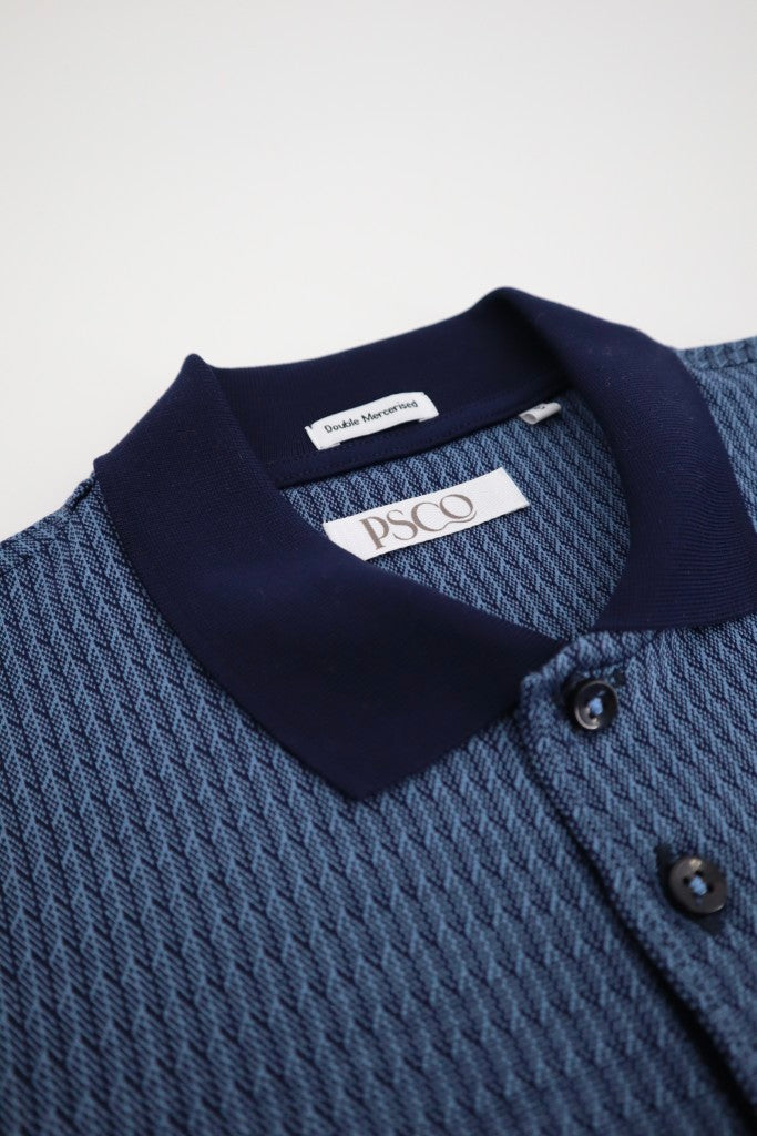 Double Mercerised Egyptian Cotton Polo in Blue