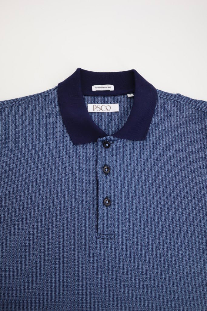 Double Mercerised Egyptian Cotton Polo in Blue