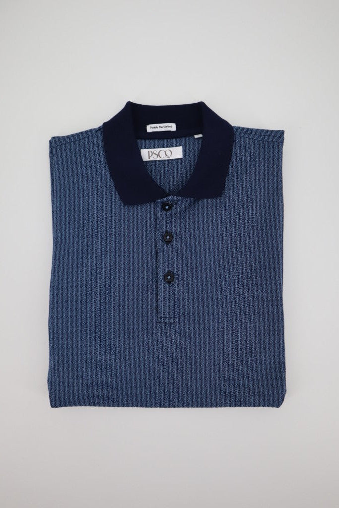Double Mercerised Egyptian Cotton Polo in Blue