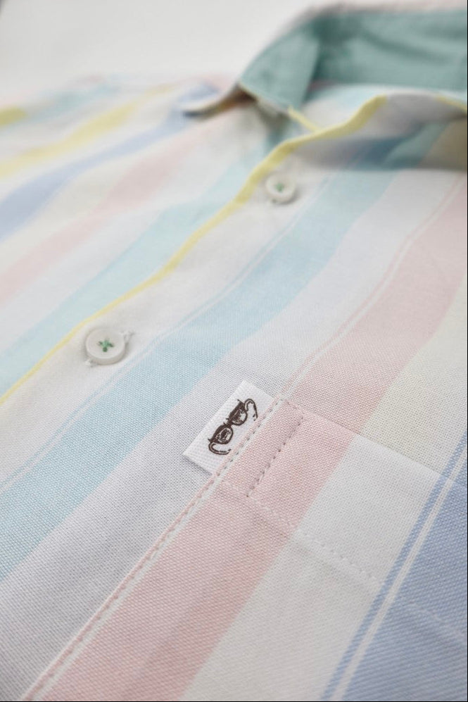 Oxford Cotton Stripe Shirt in White Multi