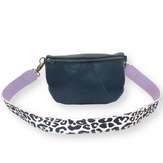 Ruby Eclipse Leather Black Lilac/Wildcat Strap Moon Bag