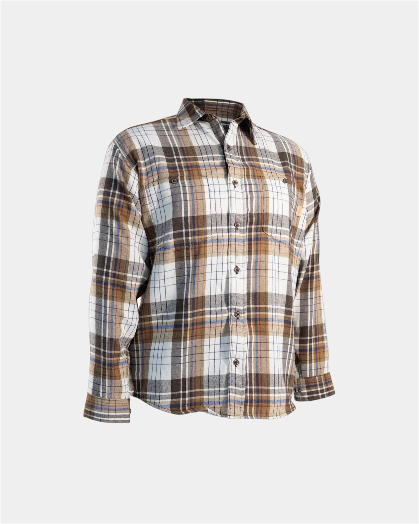 Brushed Cotton Plaid Shirt in Tan / Cream
