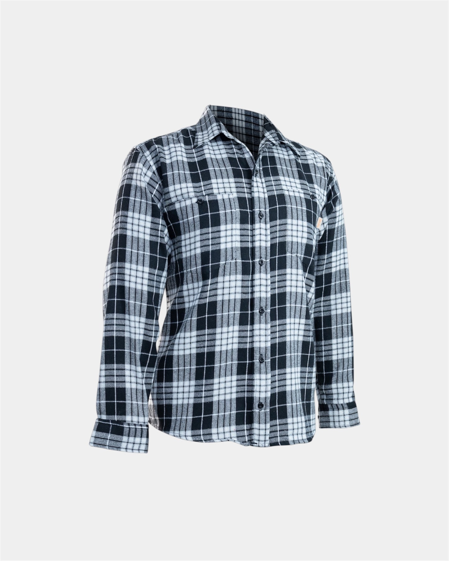 Brushed Cotton Plaid Shirt in Black / Grey