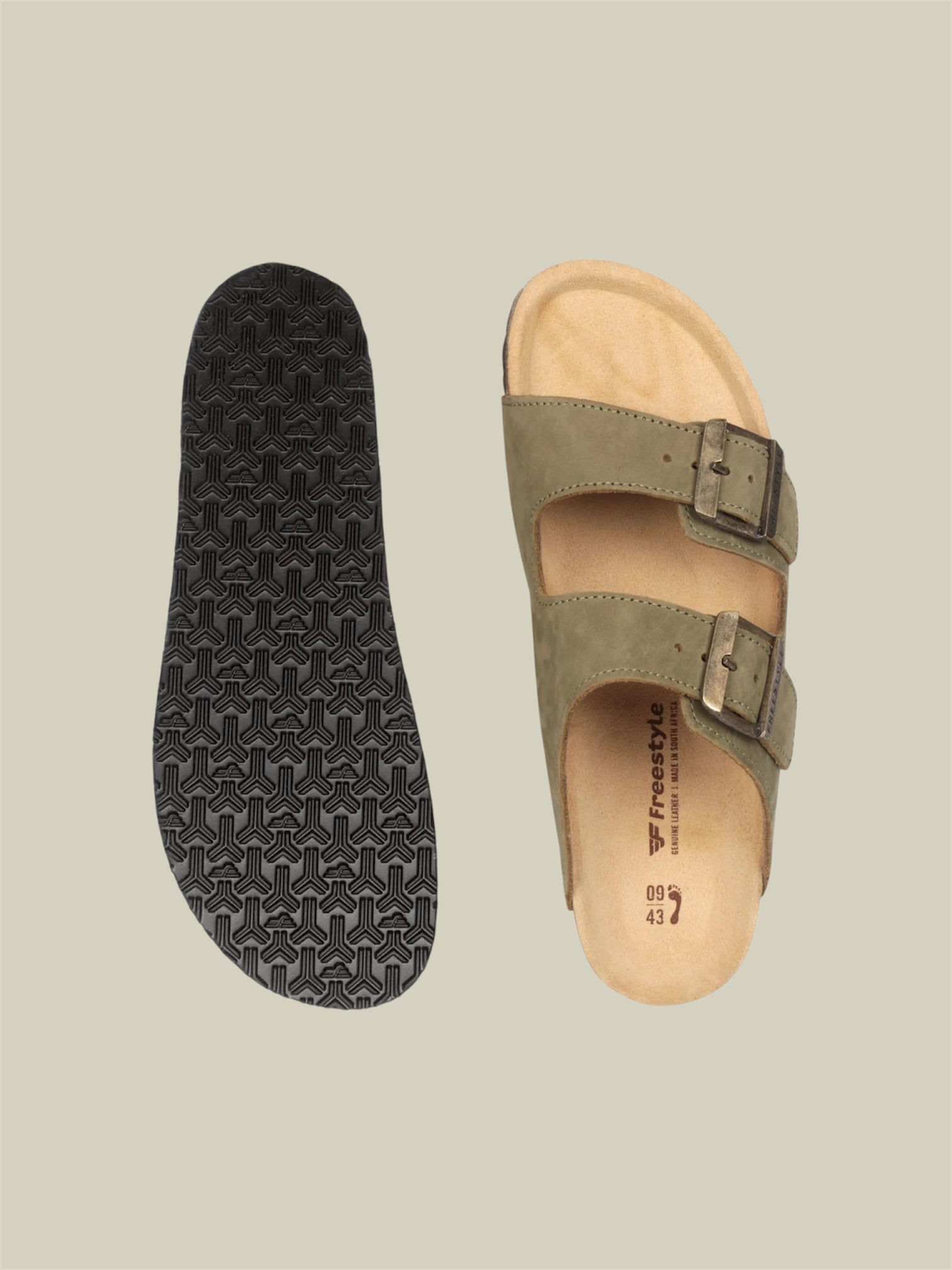 Sophie Nubuck Leather Sandals in Olive Green