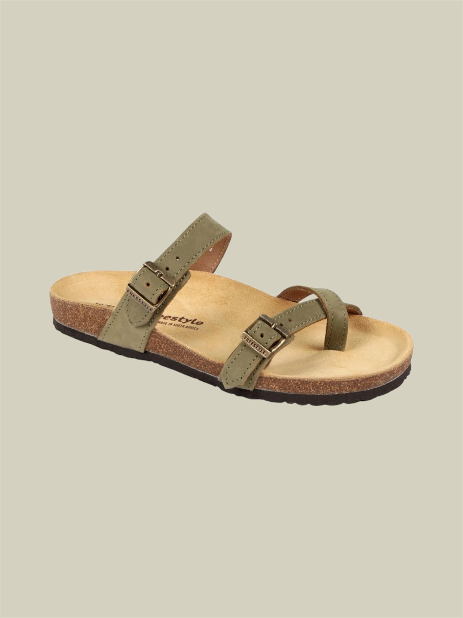 Isabella Nubuck Leather Sandal in Olive