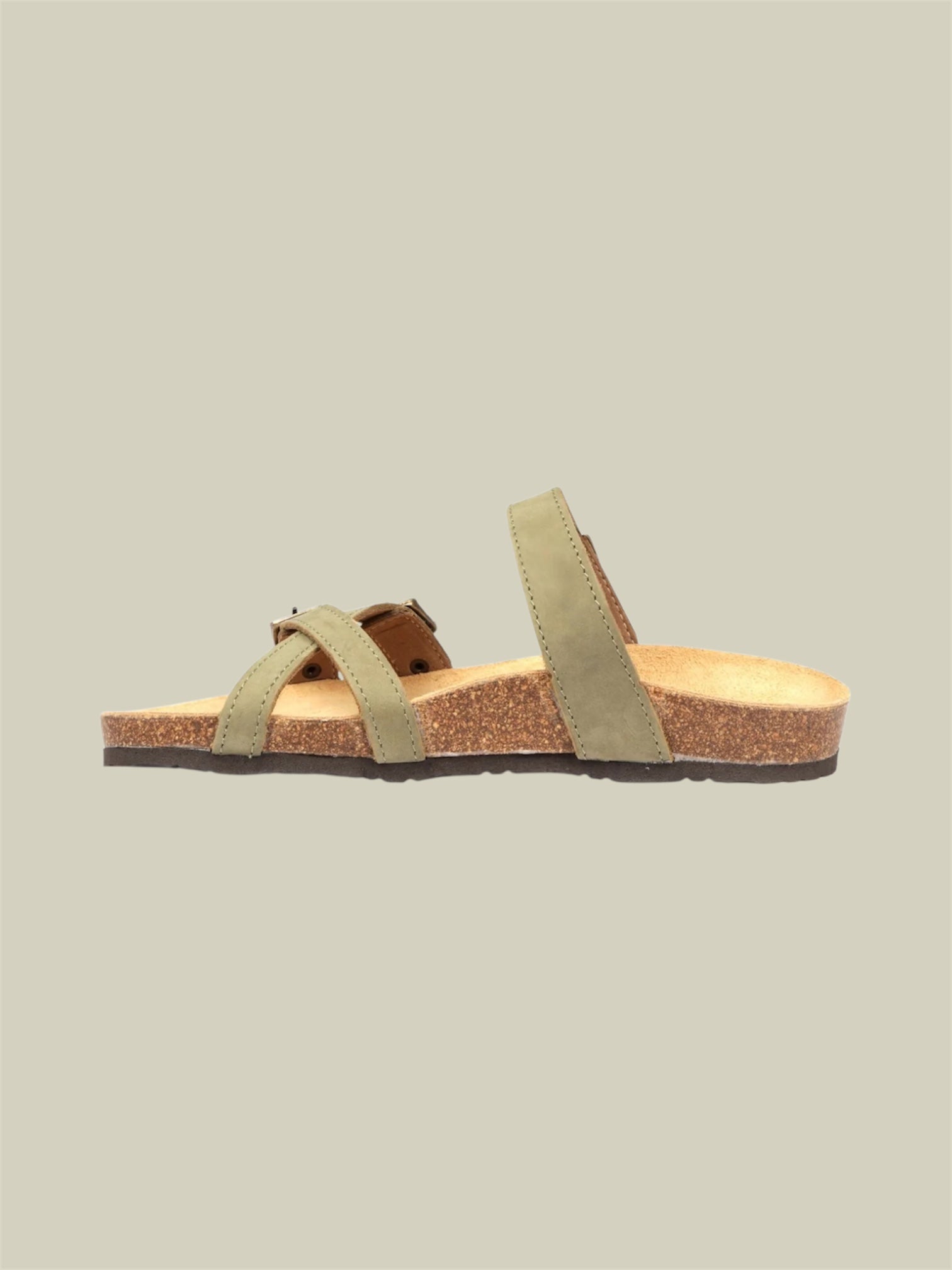 Isabella Nubuck Leather Sandal in Olive