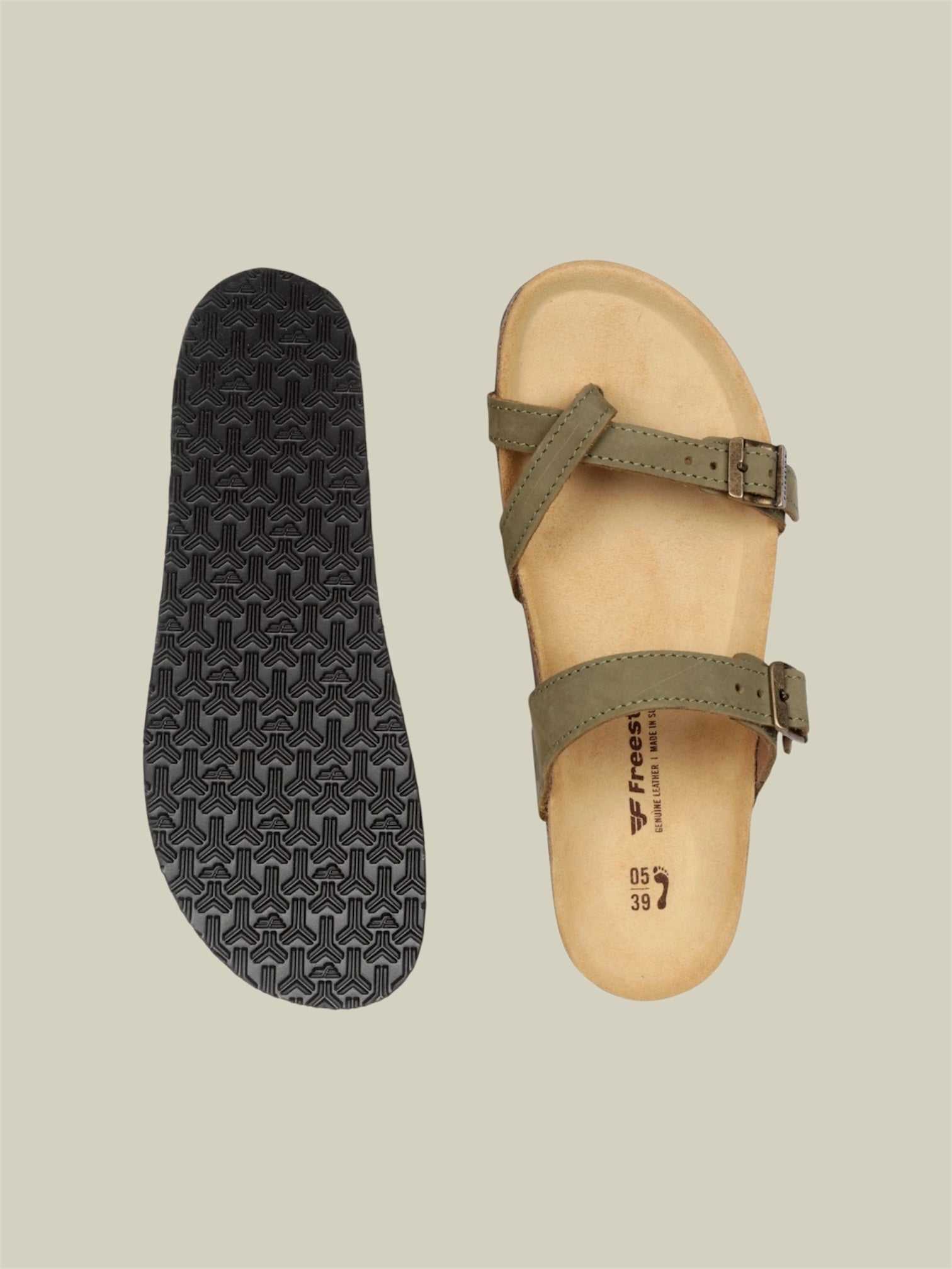 Isabella Nubuck Leather Sandal in Olive