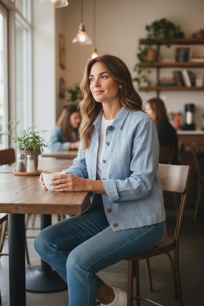 Linen Jean Jacket in Light Denim