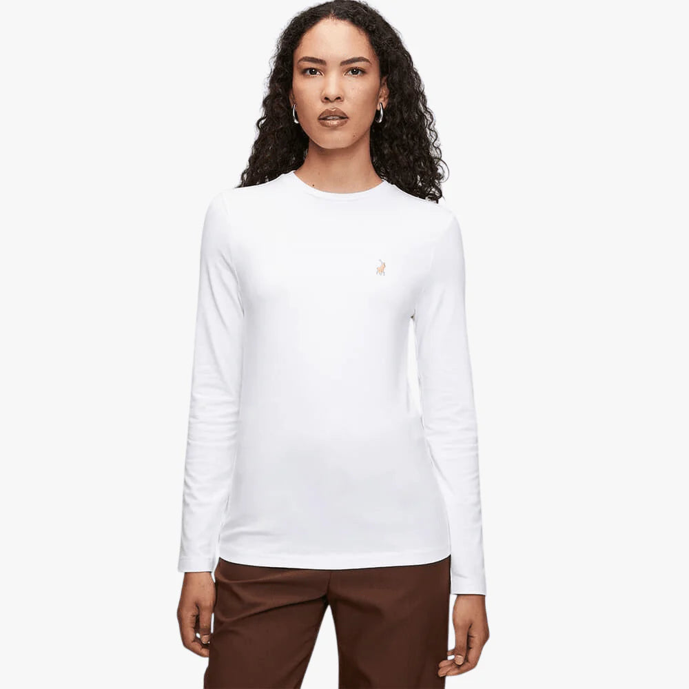 Polo Alice Long Sleeve Tee in White | Shop AP Jones Online Now