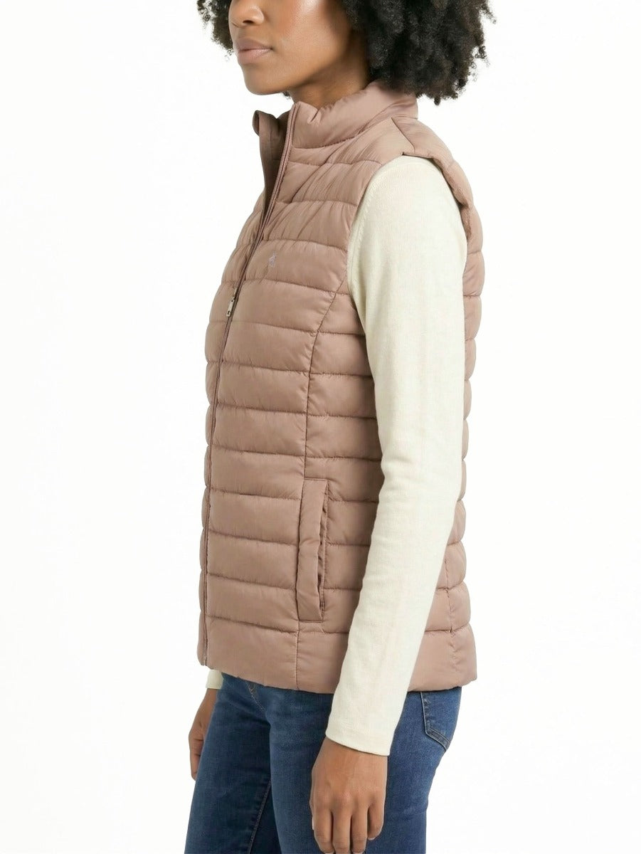 Bailey Sleeveless Puffer in Taupe