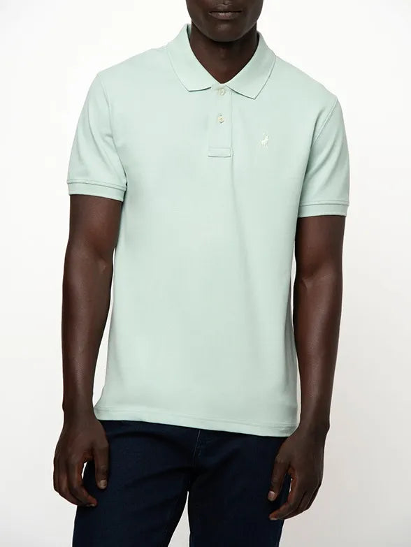 Essential Pique SS Golfer in Aqua