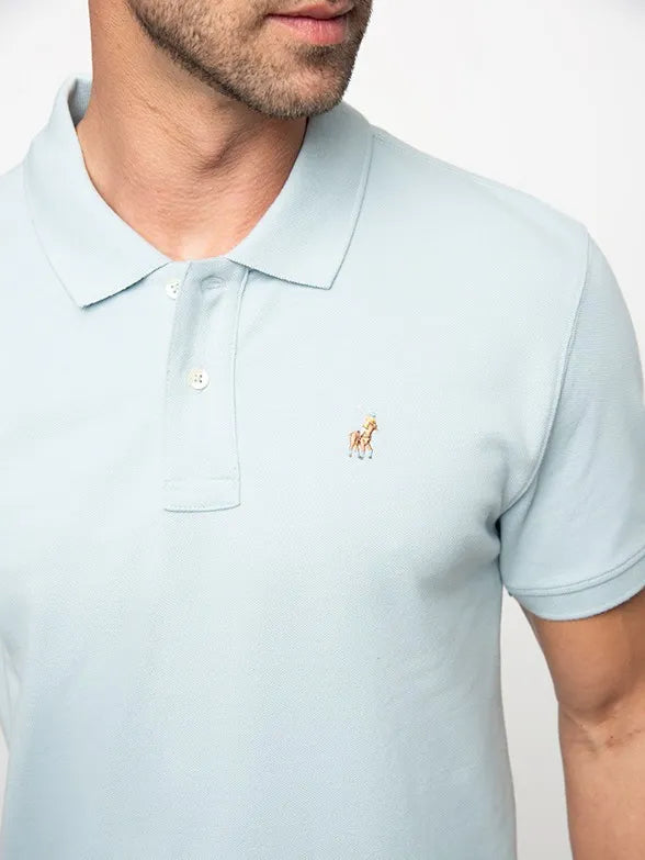 Essential Pique SS Golfer in Light Blue