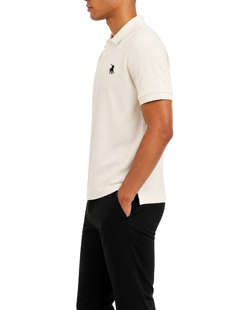 Essential Pique SS Golfer in Off White