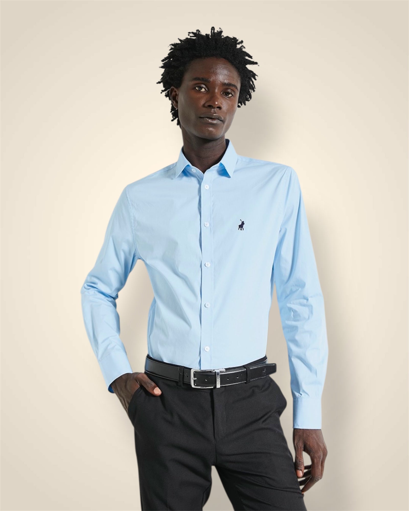 Essential Slim Fit LS Shirt in Blue