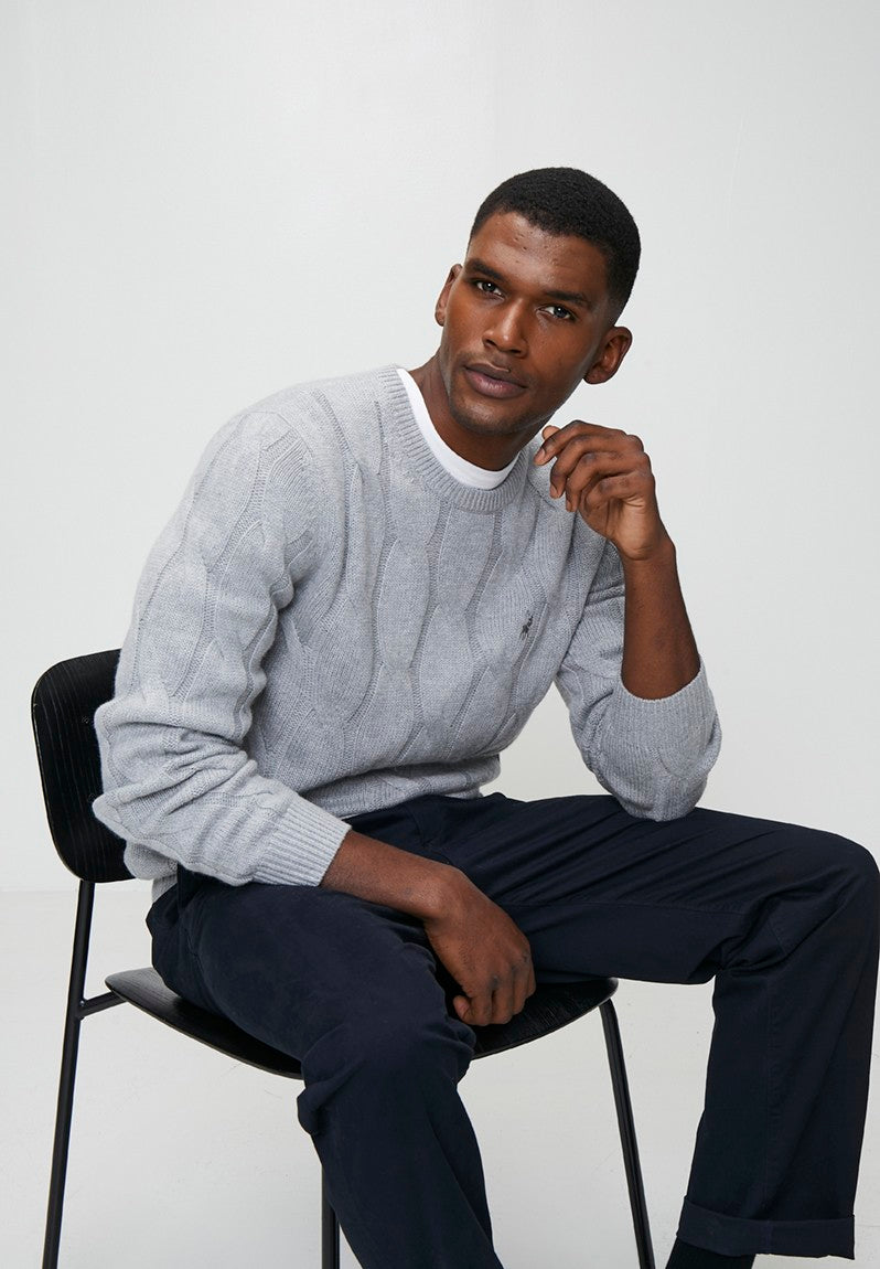 Kofi Cable LS Knit in Grey