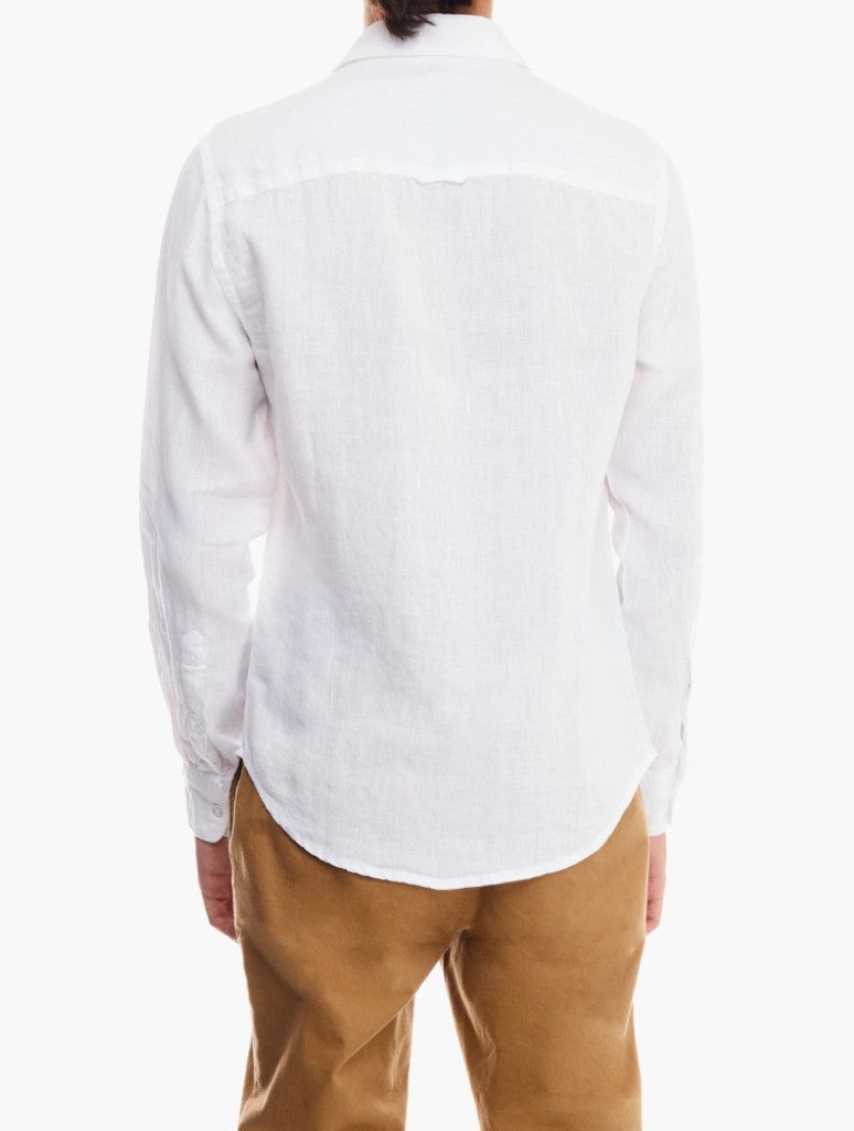 Plain Linen LS Shirt in White