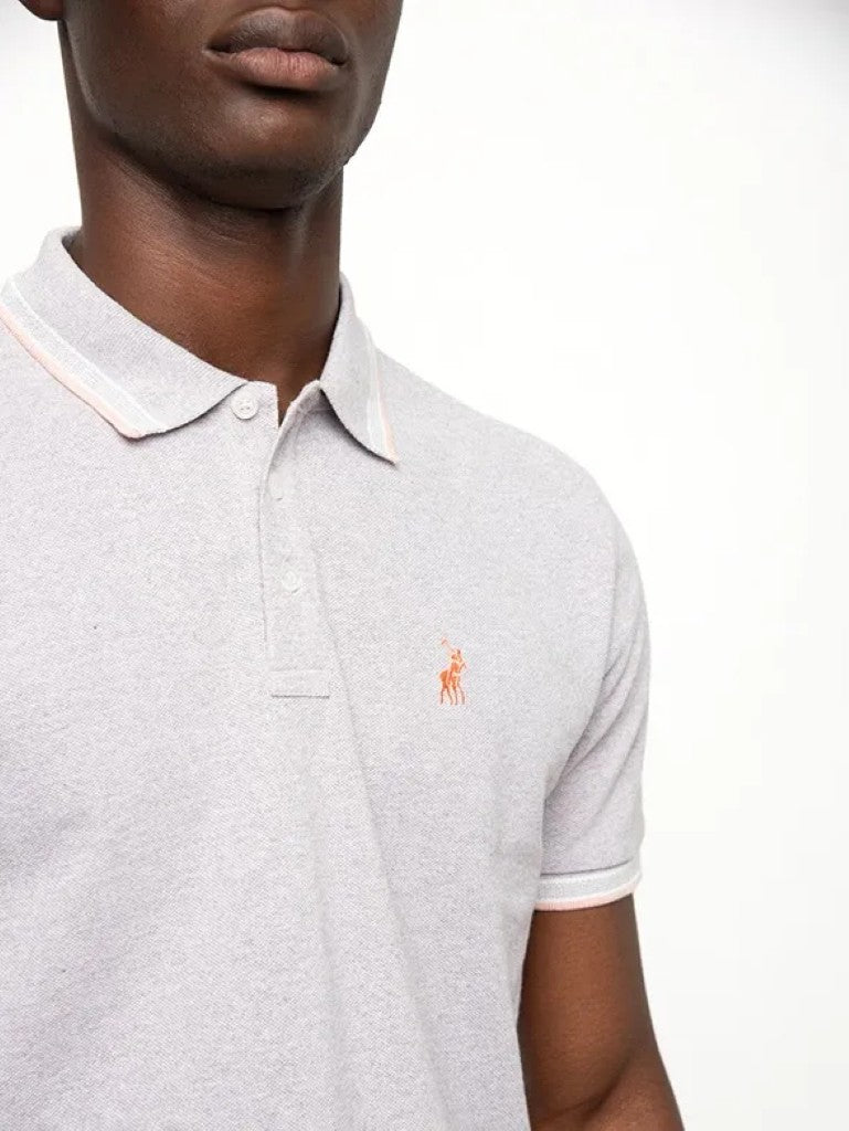 Tipped SS Golfer in Grey / Pink