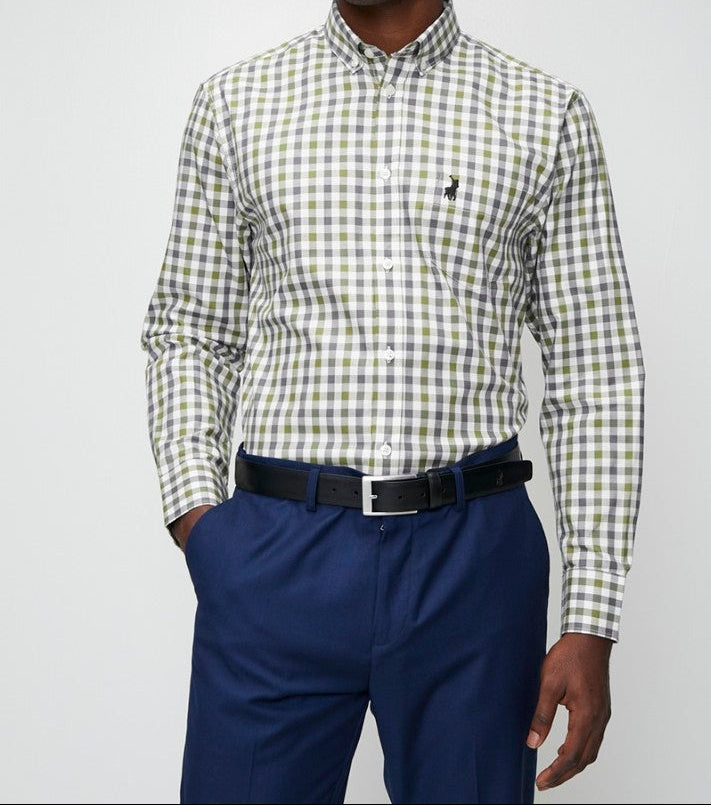 Wilson Gingham Check LS Shirt in Fatigue