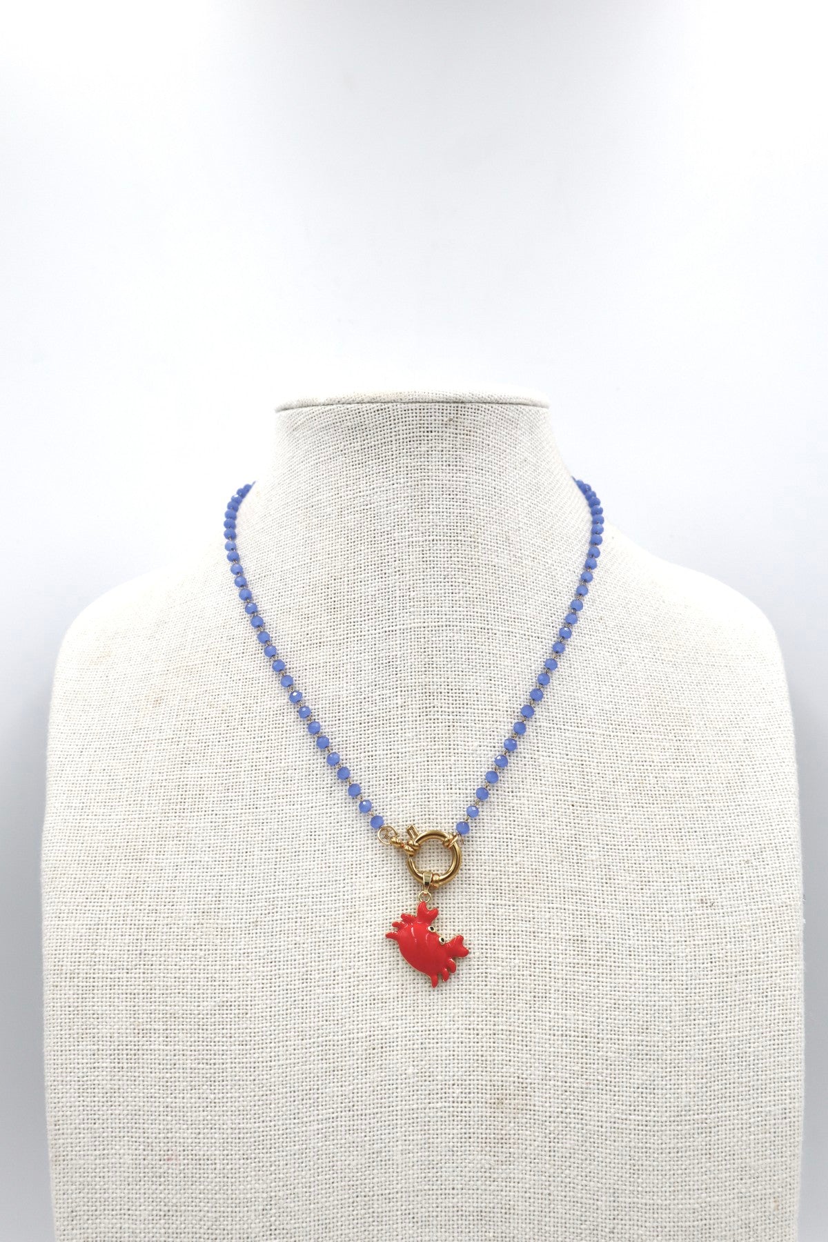 Porto Crystal Charm Necklace in Azure / Crab