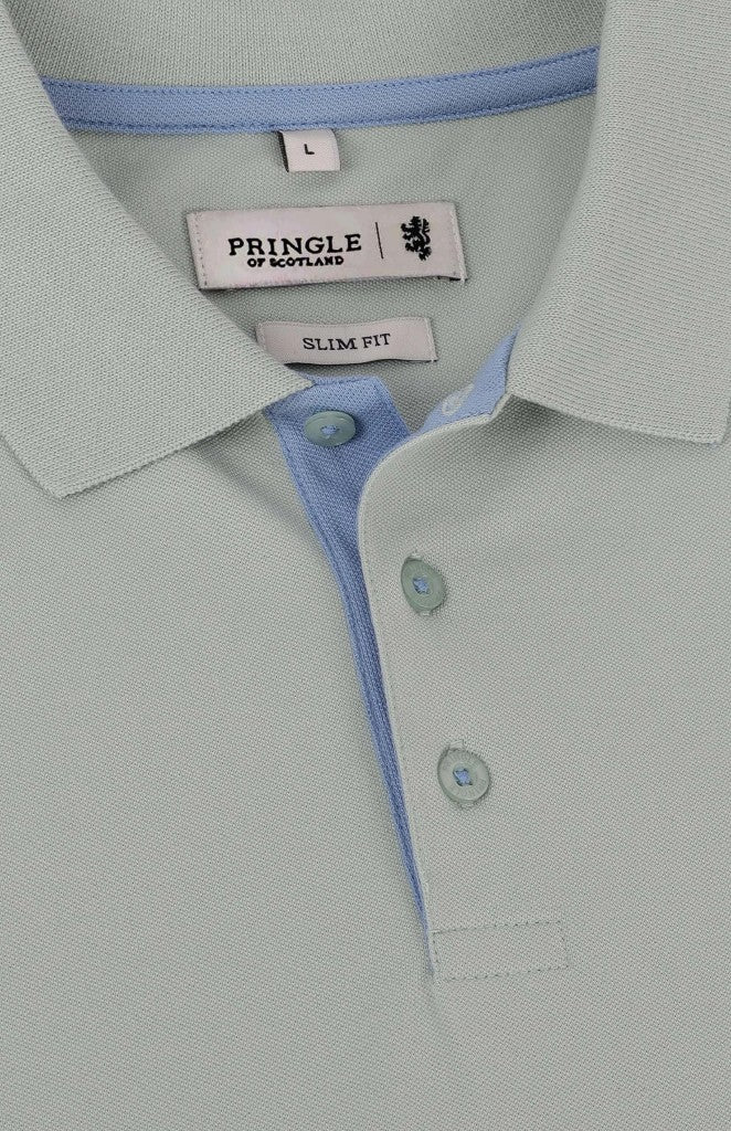 Aiden Slim Fit Pique Golfer in Light Green