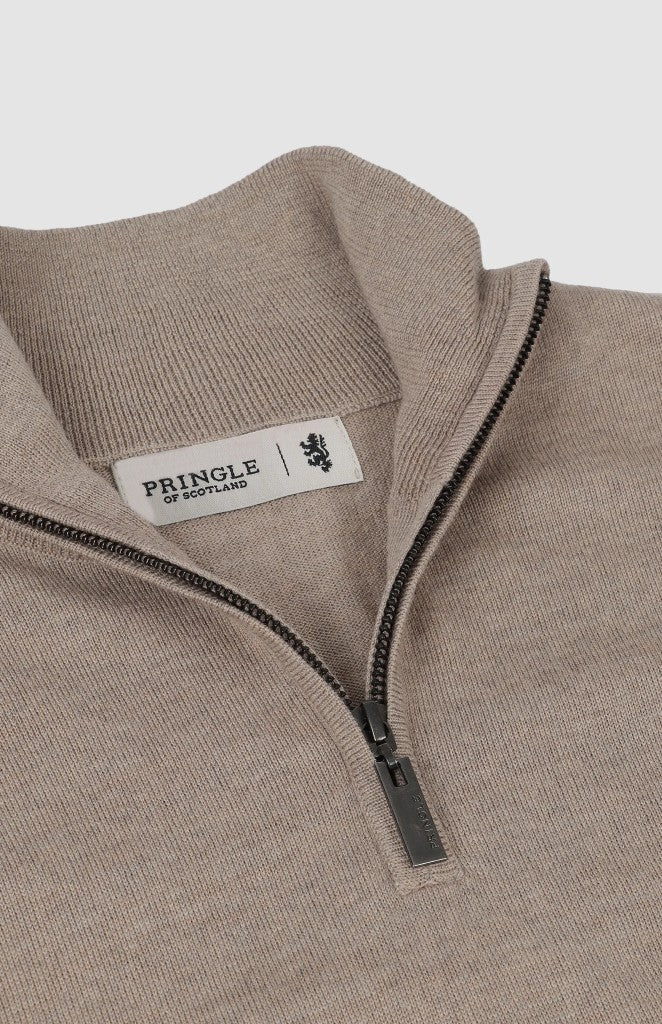Ernie 1/4 Zip Merino Knit in Biscuit
