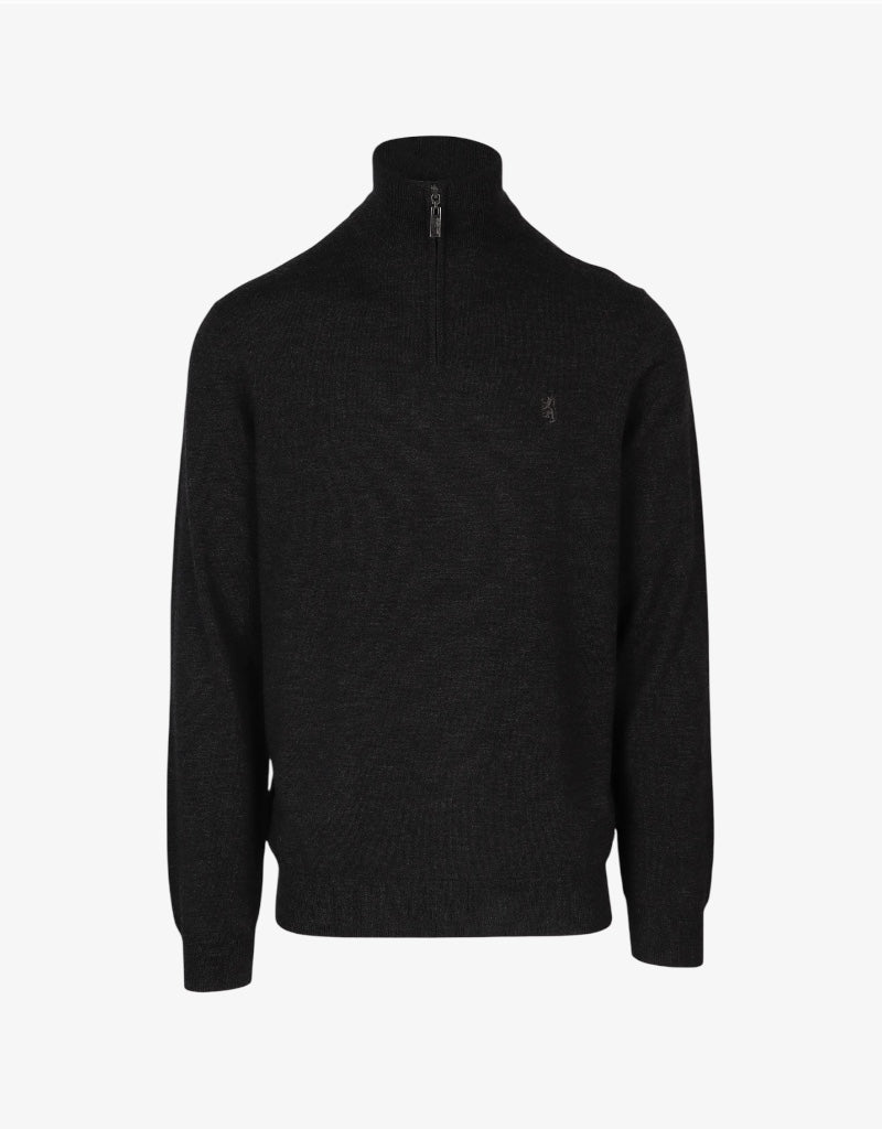 Ernie 1/4 Zip Merino Knit in Black
