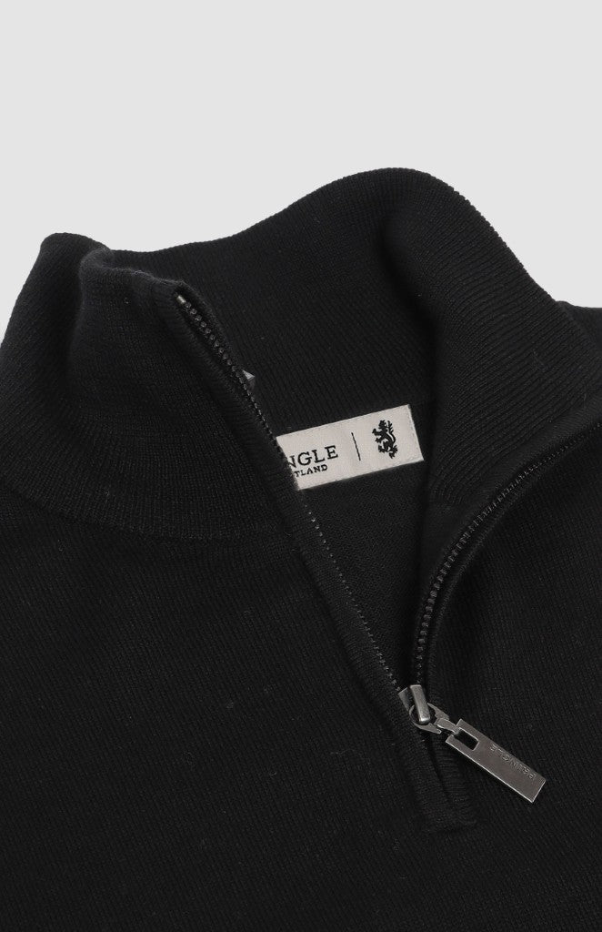 Ernie 1/4 Zip Merino Knit in Black