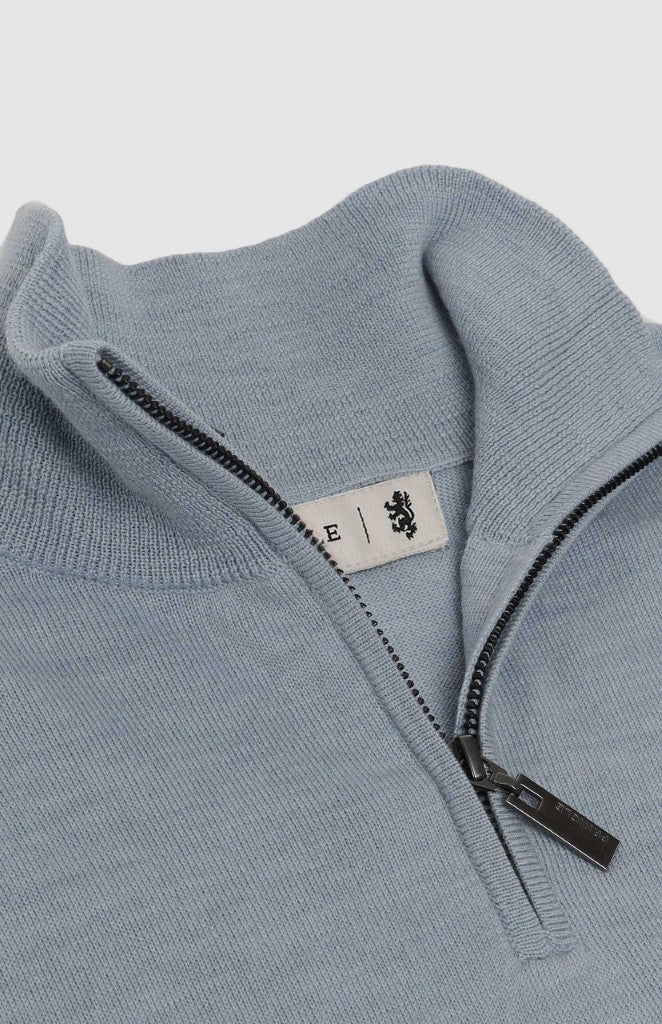 Ernie 1/4 Zip Merino Knit in Light Blue
