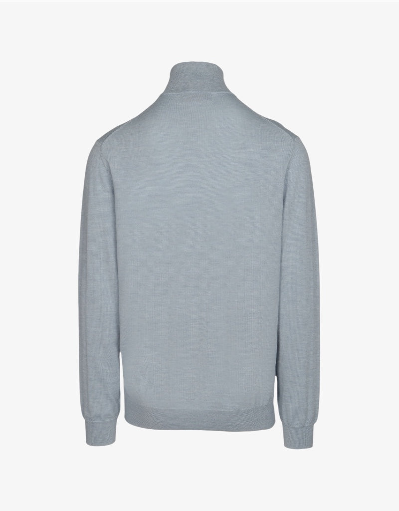 Ernie 1/4 Zip Merino Knit in Light Blue