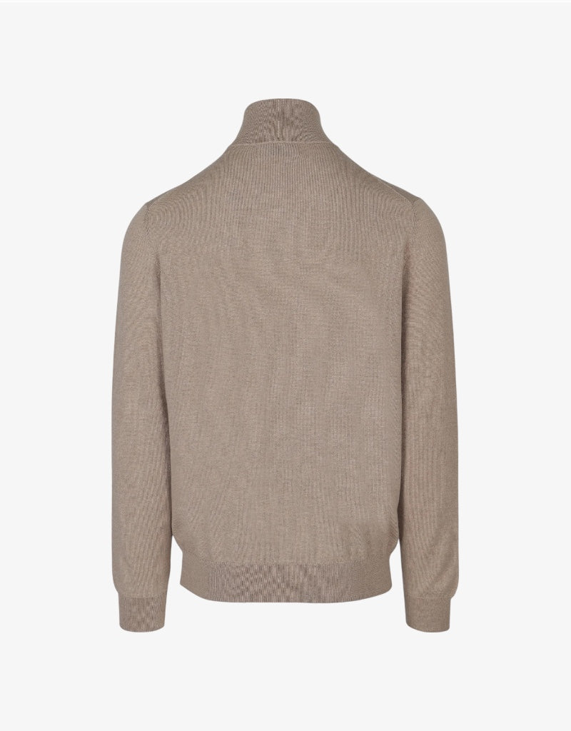 Ernie 1/4 Zip Merino Knit in Biscuit