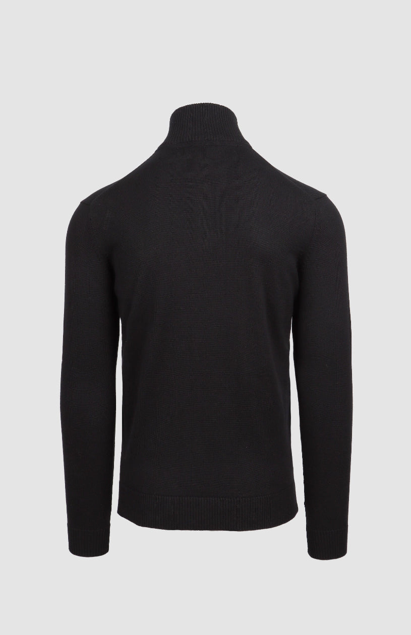 Harry 1/4 Zip Cotton Sweater in Black